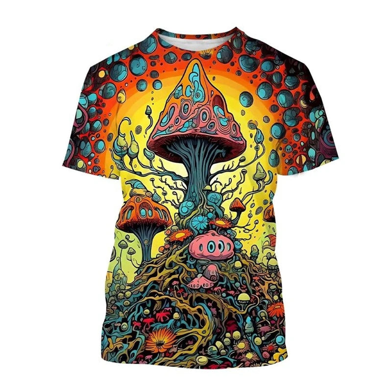 Mushroom Forest T-Shirts Plants Graphic 3D Print Men Women T Shirt Short Sleeve Oversized Harajuku Y2k Tops Tees Kids Clothing