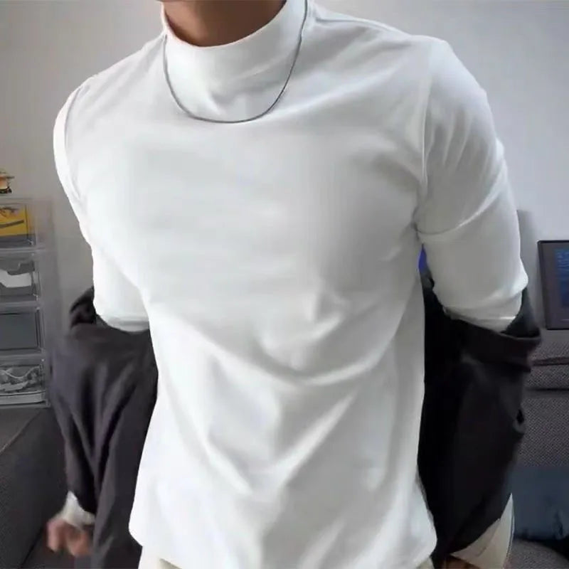 Thermal Underwear Tops Men Winter Clothes Thermal Shirt Autumn Men's Winter Tights High Neck Thin Slim Fit Long Sleeve T-shirt