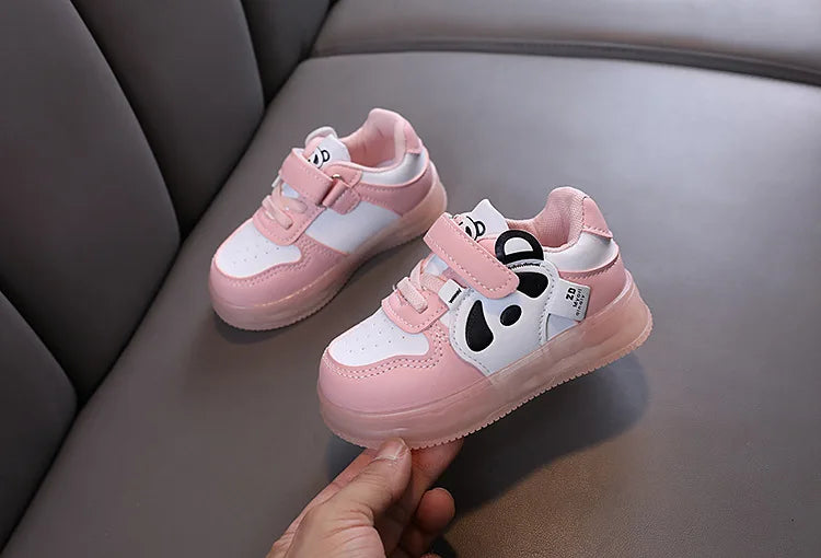 LED Kids Shoes For Girls Cute Cartoon Shoes Baby Girl Kawaii Canvas Shoes Soft Bottom Sneakers Casual Shoes Boys Flat Shoes