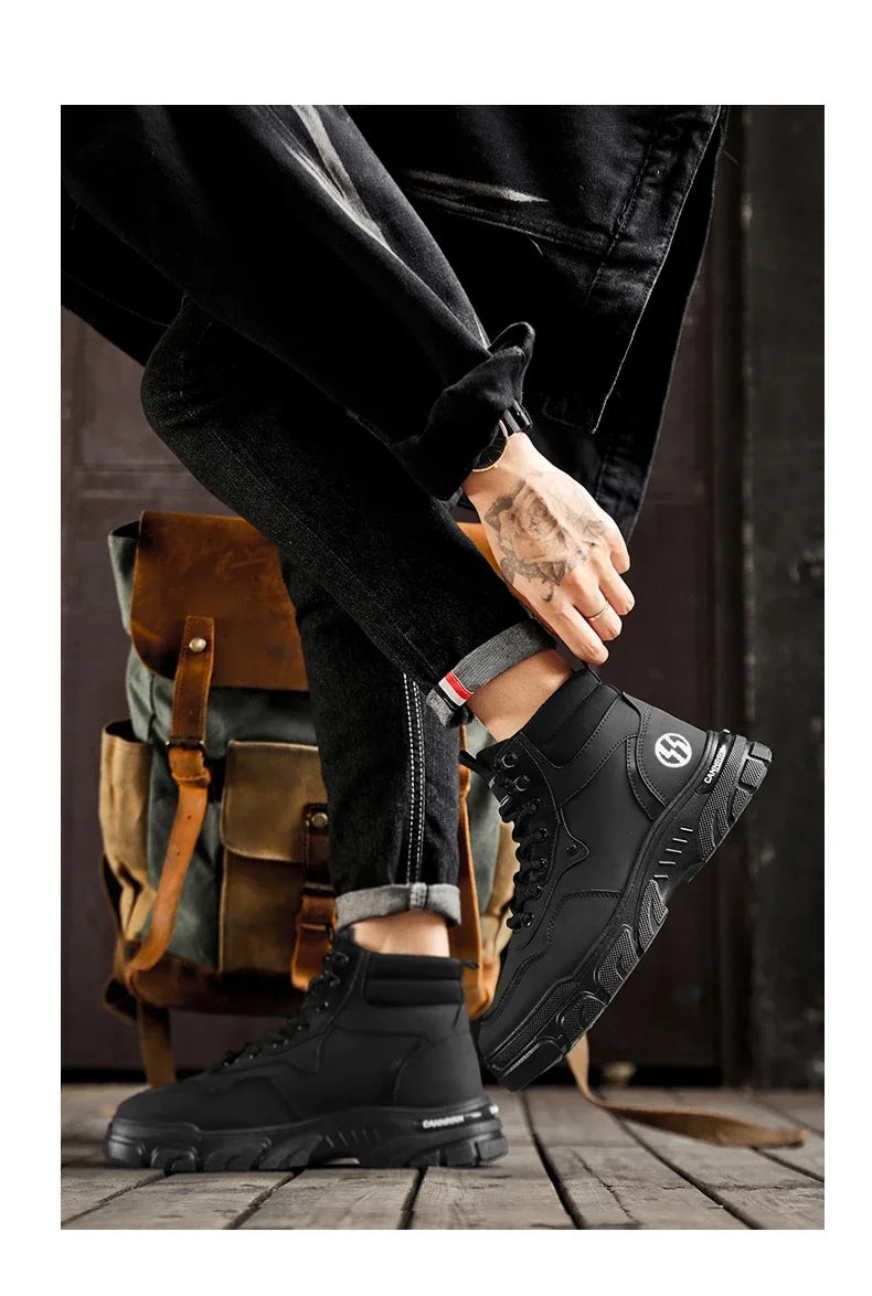 2025 autumn new breathable work boots for men, anti slip, wear-resistant, safety shoes, casual and comfortable sports shoes