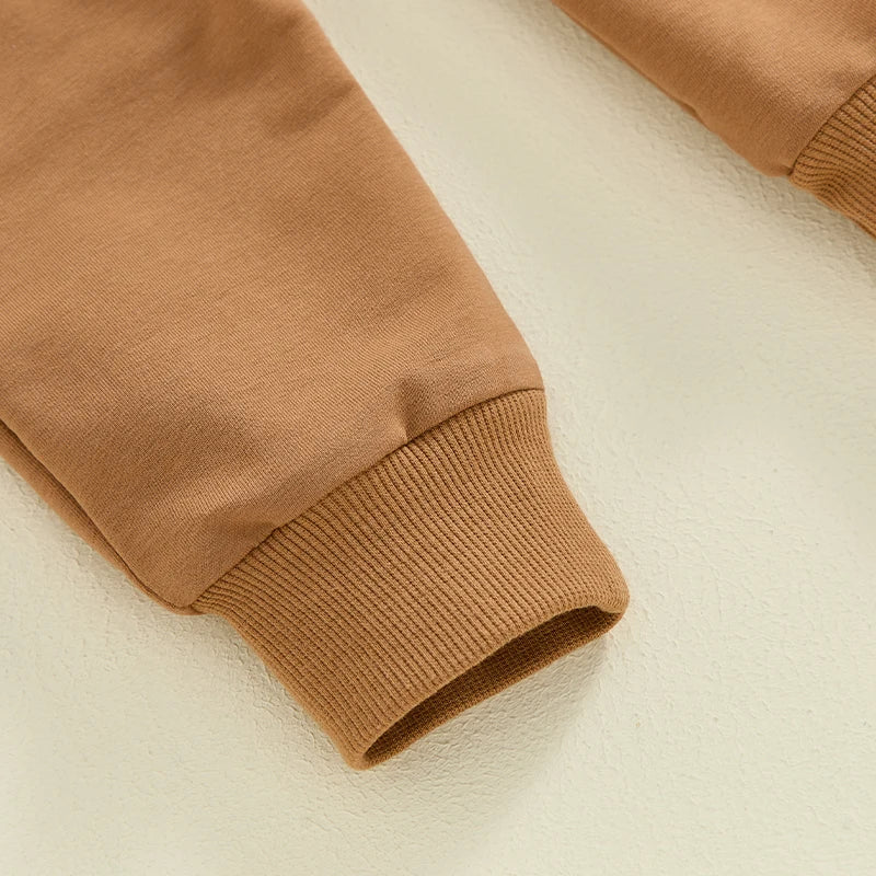 Pudcoco Baby Boy Fall Outfits, Letter Print Round Neck Long Sleeve Tops Elastic Waist Pants 2 Piece Set for Infant Toddler 3M-3T