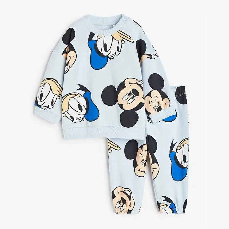 2024 Autumn New Cartoon Mickey Sweatshirt + Sweatpants 2pc/set For Boys Clothes Boutique Fashion Kids Tracksuits Children Outfit