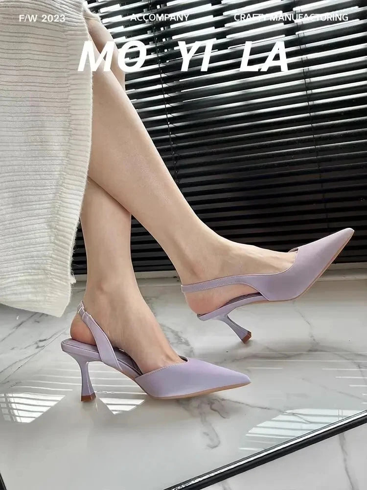 2025 New Summer Women's Shoes Fashion Women's Pumps Pointed Toe High Heels Shallow Women's Sandals Shoes for Women Zapatos Mujer