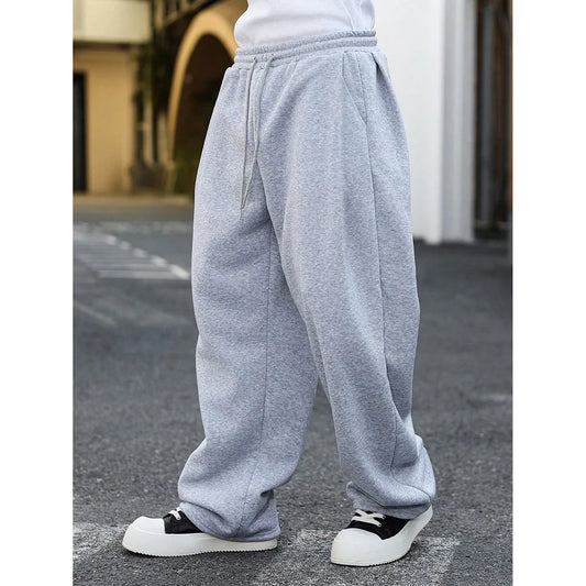 American Style Casual Pants Men Spring Autumn New Straight Leg Sport Sweatpants Drawstring Slim Wide Leg Long Pants