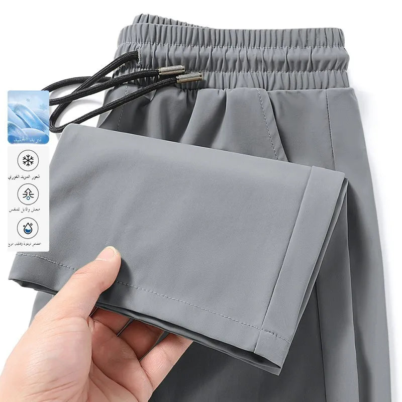 Ice Silk Men's Summer Thin Qui Dry Sports Loose Fit Breathable Long Pants Casual Trousers Youth Active Sle Basic Color