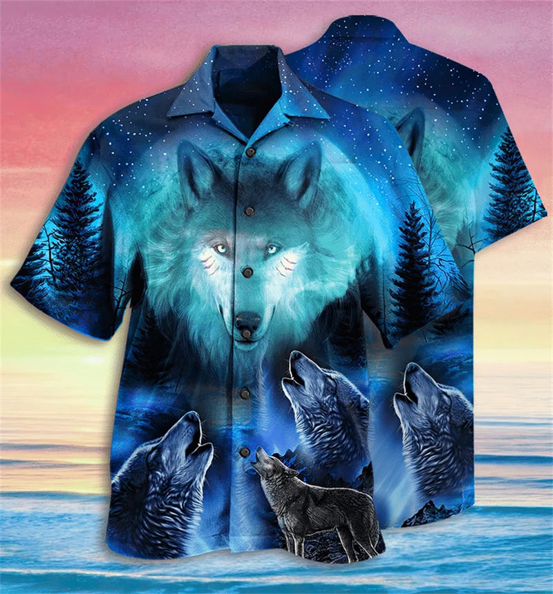 Hawaiian shirt Animal Dragon 3D shirt Summer loose breathable men's short sleeved shirt 3D printed Cuban collar men's clothing