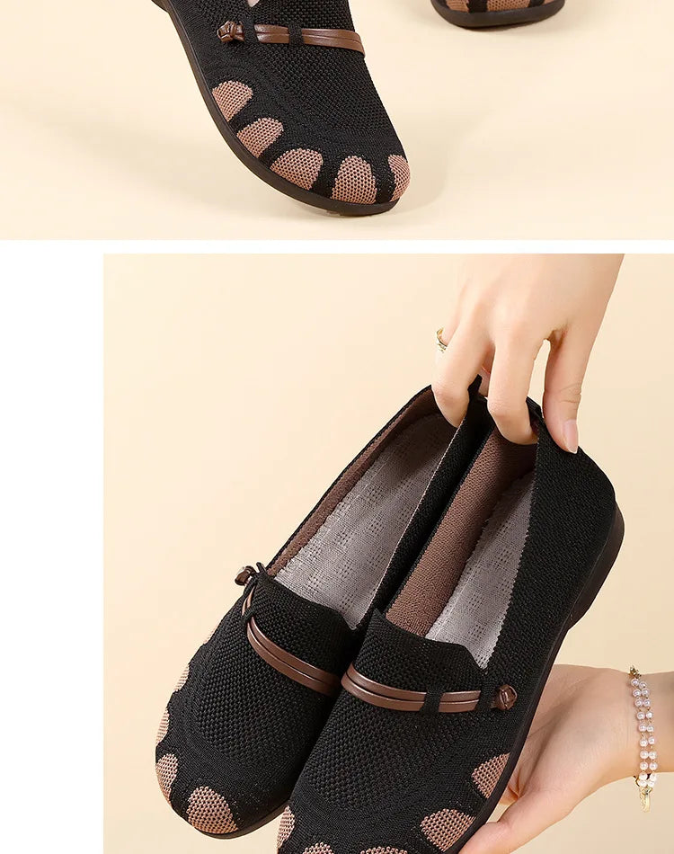 Women's shoes 2025 spring/summer new style shallow mouth flat bottom mother's shoes breathable mesh shoes comfortable loafers