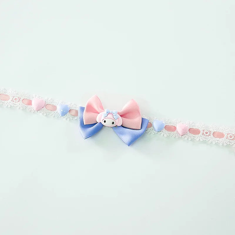 Anime My Melody Lolita Princess Dress Girl Bow Decoration Party Dress Ruffled Tutu Skirt Fleece-Lined Layered Dress Ball Gown