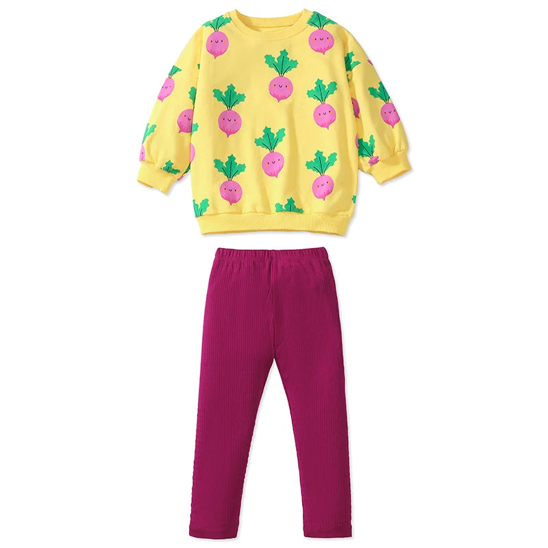 Little maven Children's Clothing Set Toddler Girls 2025 Autumn Spring Cartoon Bowknot Outfits for Kids Clothes Top+Pant Sets