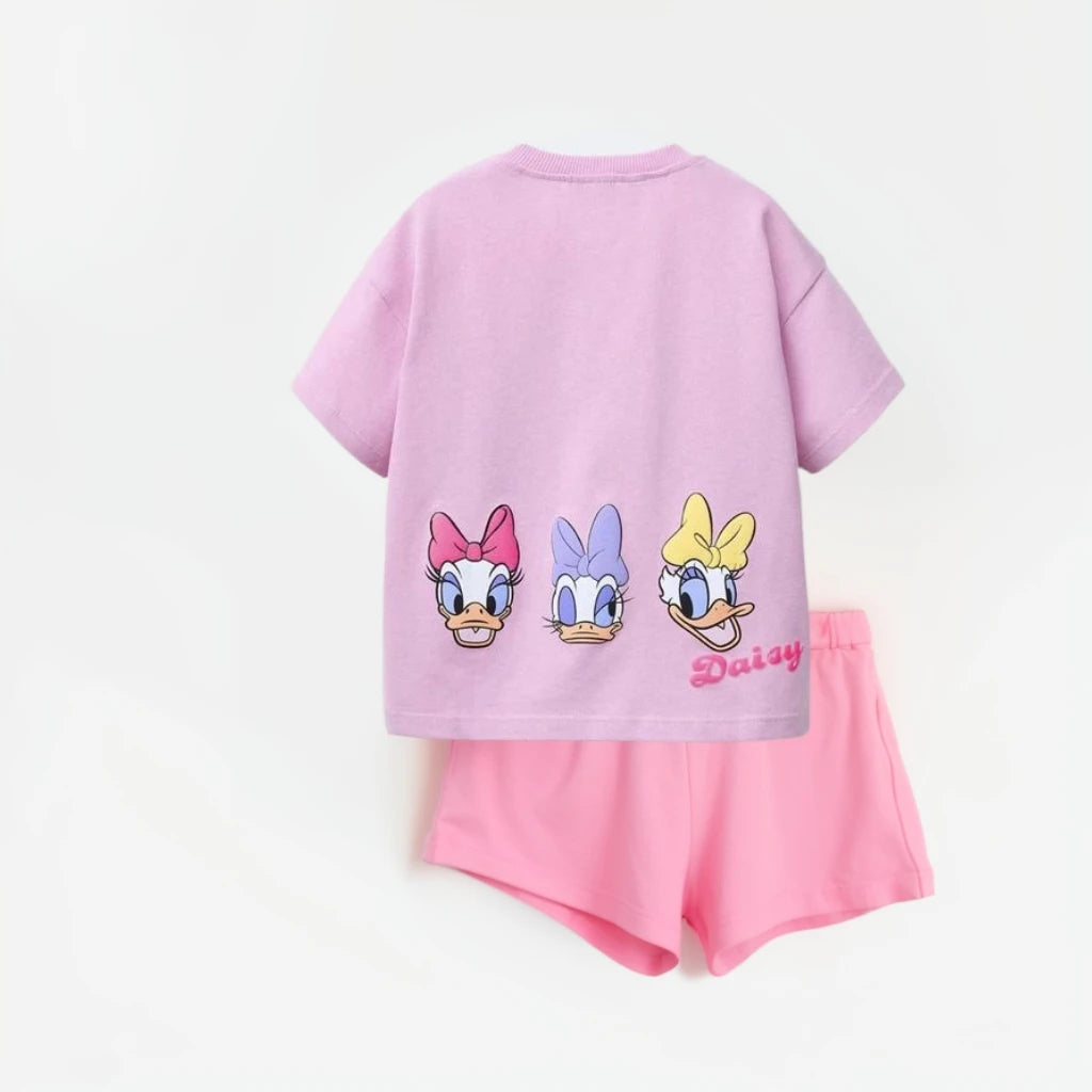Cartoon Cute Baby Girl Short Sleeve Suit T-shirt + Shorts 2025 New Summer Clothing Fashion Trendy Children Tshirts Tracksuits
