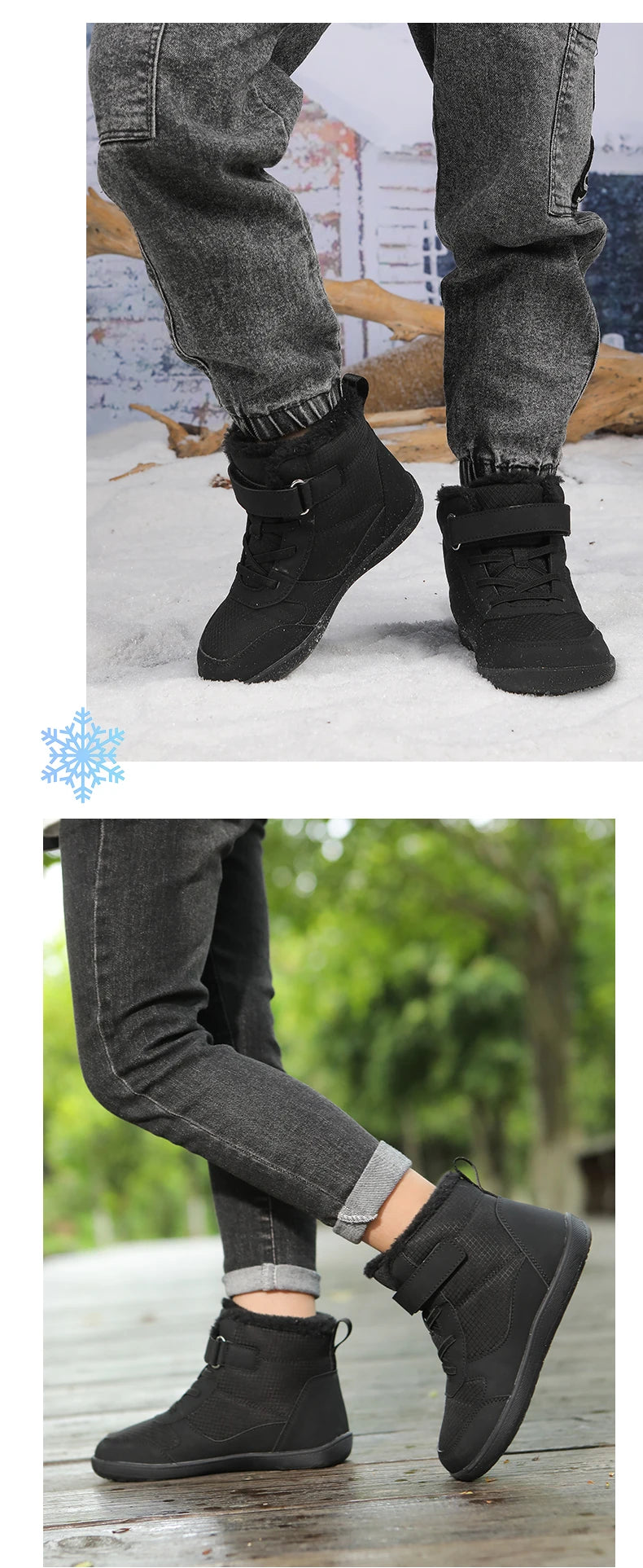 Kids Barefoot Snow Boots Winter Warm Boots for Girls Boys Outdoor Walking Non-slip Children's Shoes Girls' Boy Shoes Sneakers