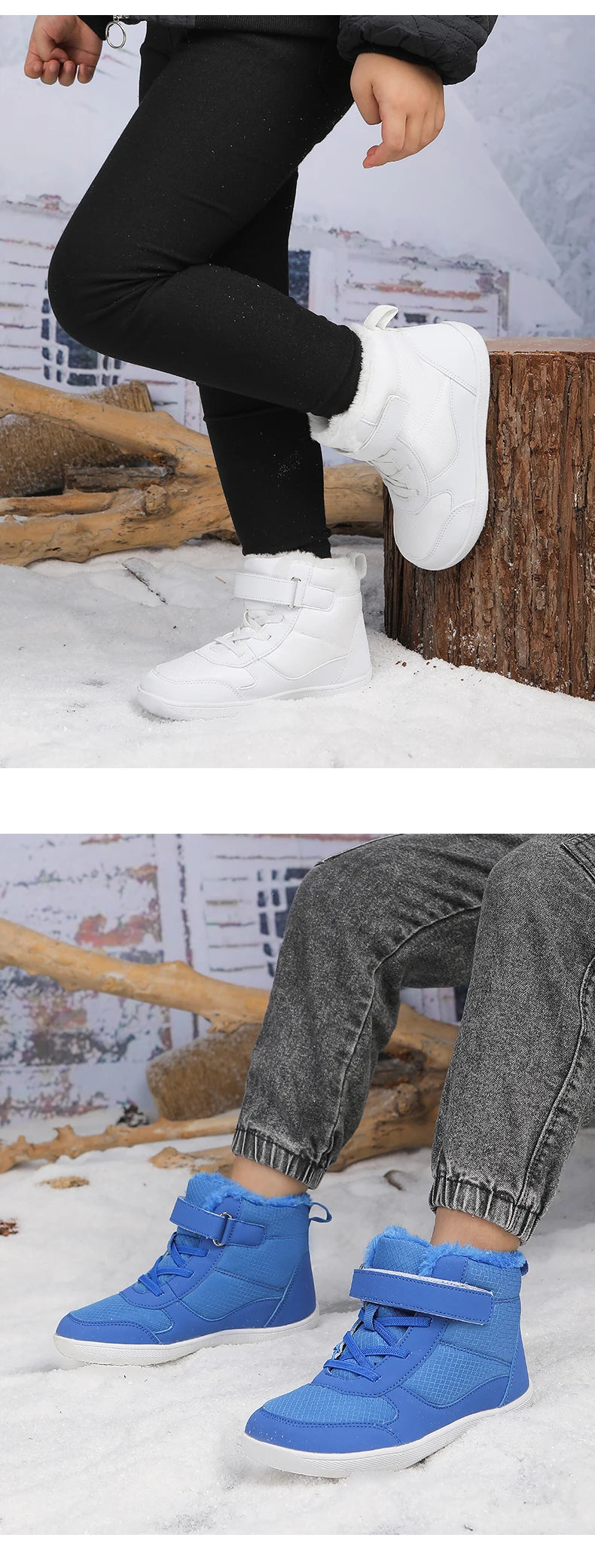 Kids Barefoot Snow Boots Winter Warm Boots for Girls Boys Outdoor Walking Non-slip Children's Shoes Girls' Boy Shoes Sneakers