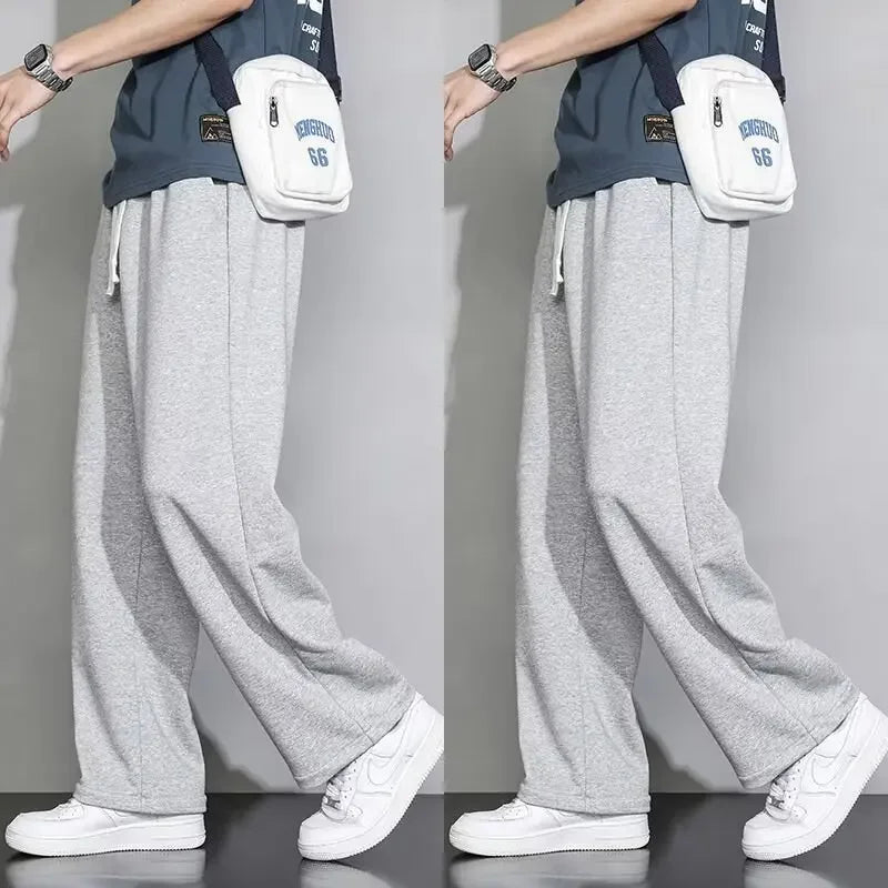 Men's Loose Fit Straight Leg Sweatpants Casual Plus Size Cotton Pants For Autumn Winter Spring Summer Lightweight