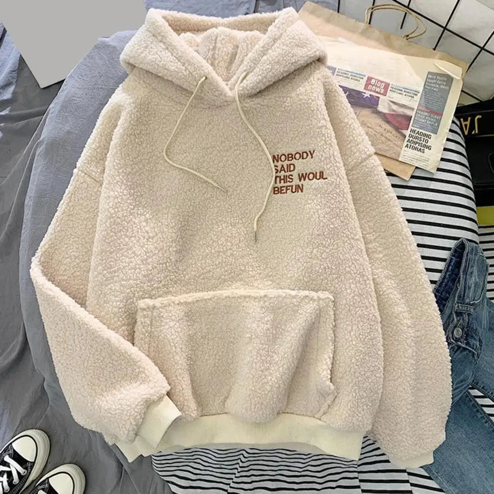 Autumn Winter Coat Pink Sweet Hooded Sorry Print Harajuku Loose Pocket Hoodies Womens Fleece Flannel Pullover Female Sweatshirt