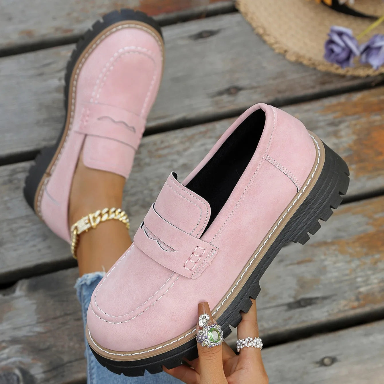 2025 New Women Loafers Comfortable Outdoor Sneakers Non-slip Thick Bottom Shoes Spring Autumn Flat  Shoes Women Zapatos De Mujer