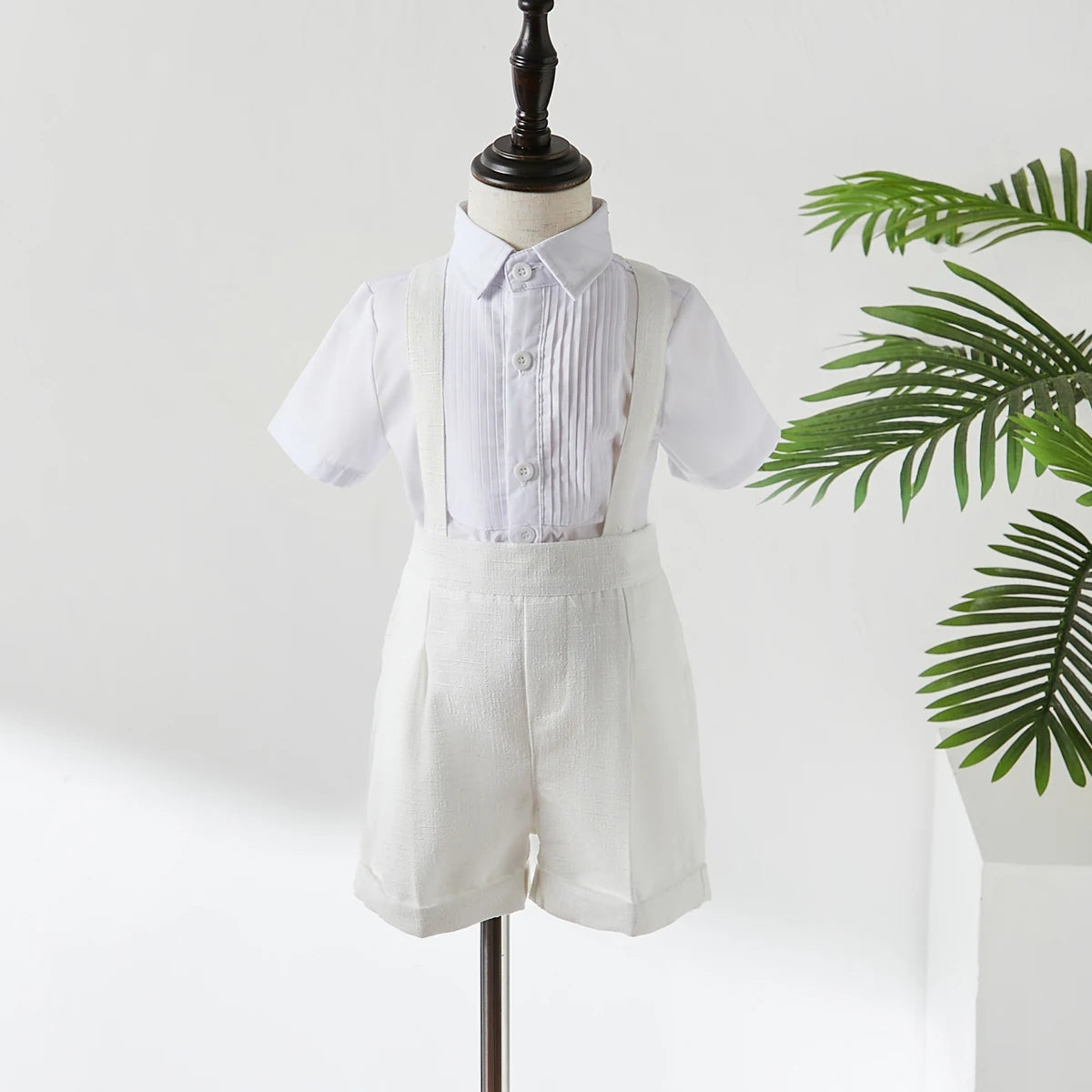 White Boys Suits Fashion Formal Baptism Party Dress Vest shawl Shorts hat 4pcs sets Outfits Kids Birthday Boutique Clothing set