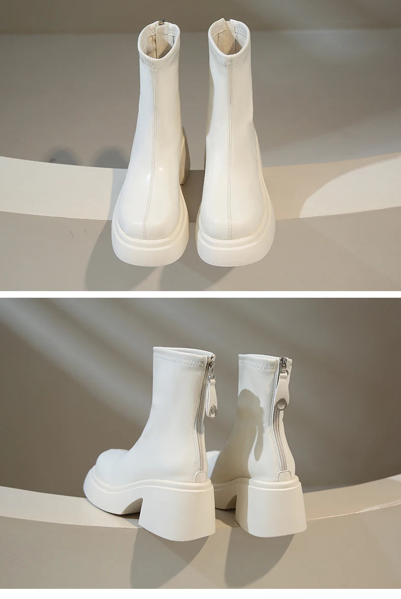 Women's Boots Autumn Luxury Designer Female Shoes Winter Footwear Boots-Women Black Fashion High Heel Ladies Rock Ankle 2025