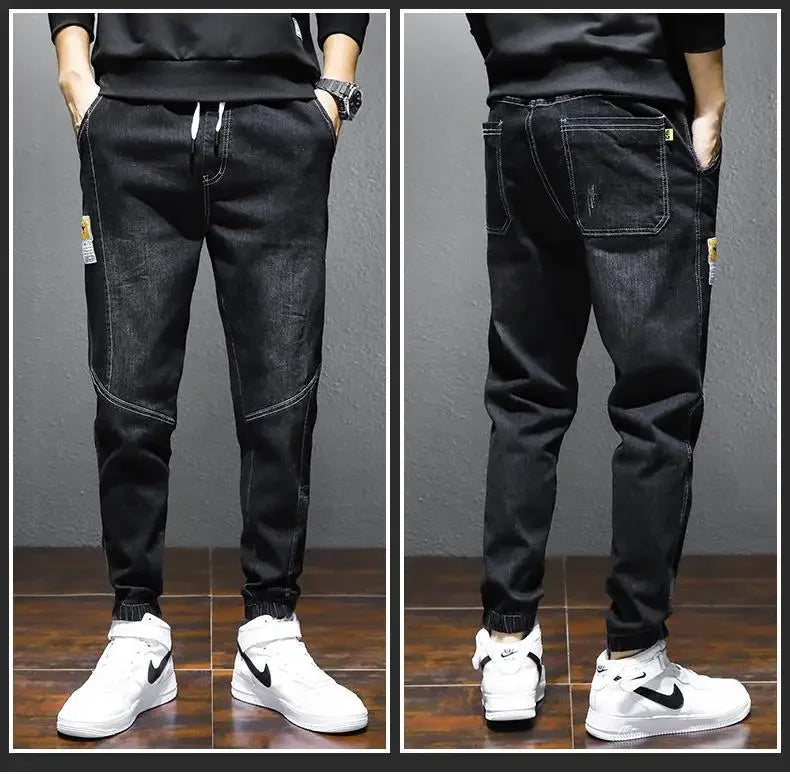 2023New Men's jeans Winter Fleece Jeans Thick Warm Denim Pants Men Streetwear Black Joggers Harem Jean Thermal Trousers