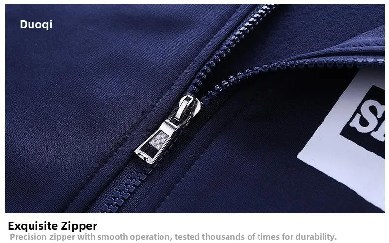 Trendy Hoodie Men's Stand Collar Jacket Casual Sportswear Long Pants Spring Autumn Youth plus Size Clothing Set