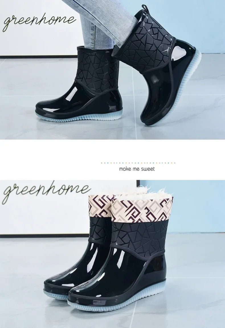 Botas Mujer 2023 Fashionable Women's Boots Outdoor Women's Rain Shoes New Anti-Slip Wear-Resistant Women's Waterproof Shoes