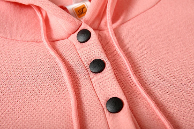 2023 Fashion Trend Long Sleeve Loose Casual V-collar Button Hooded Drawstring Pocket Hoodie