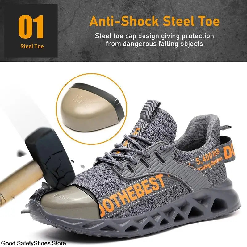 Safety Shoes Men For Work Sneakers Women Men Steel Toe Work Shoes Security Protective Shoes Lightweight Anti-Smash Anti-Puncture