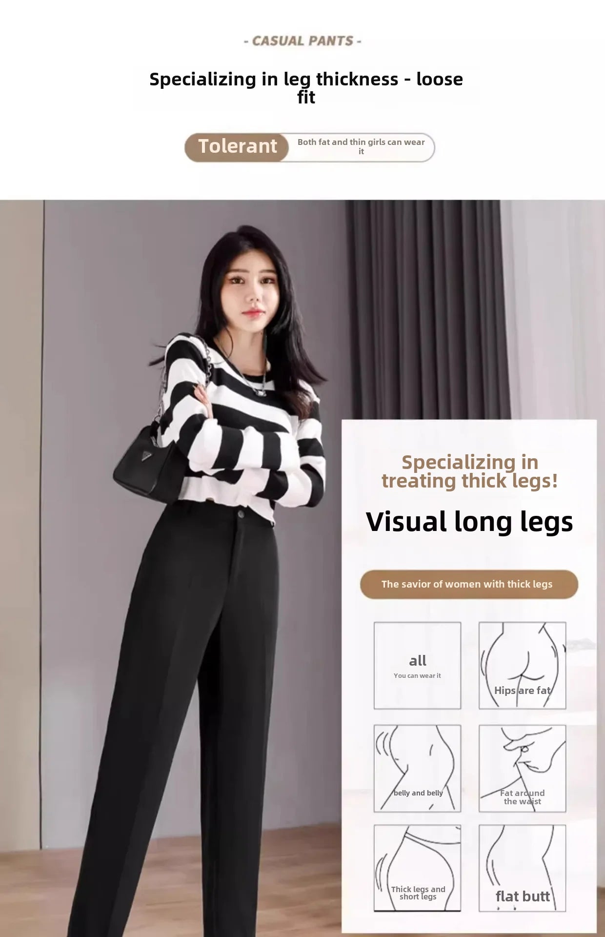 Casual High-waisted Slimming Straight-leg Pants Draped Spring Autumn Black Suit Pants For Women 2024