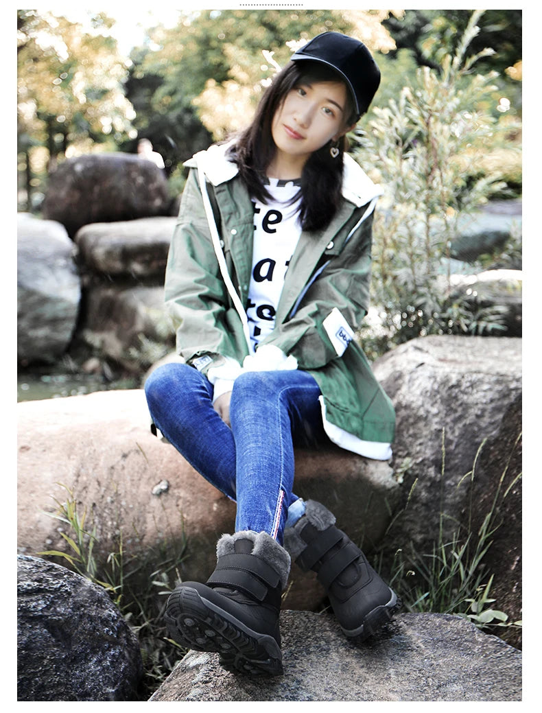 Boots for Women Platform Outdoor Snow Boots Non-slip Winter Walking Shoes Fur Warm Ankle Boots Wedge Waterproof Thigh High Boots