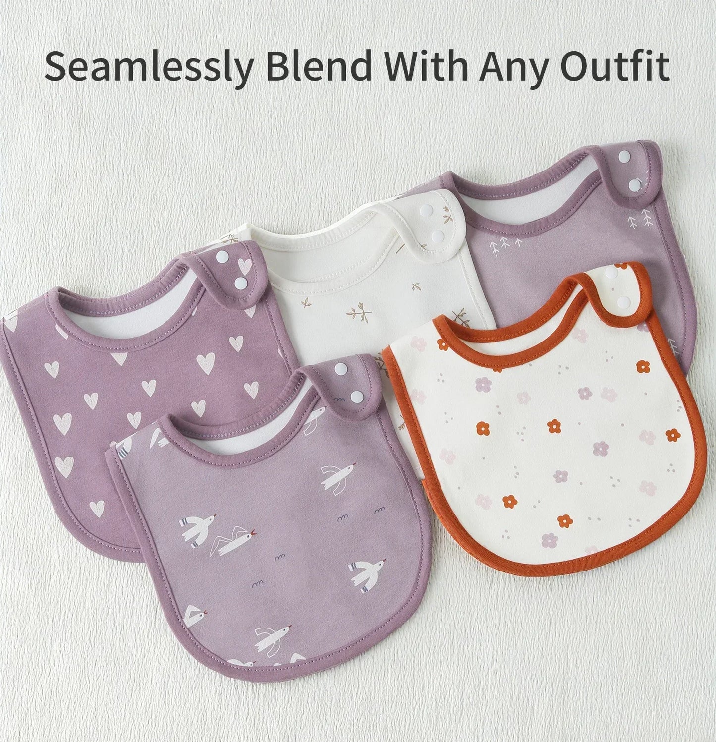 5 Pcs/set Baby Bibs U-shaped Infant Saliva Towel Easy to Wipe Kids Eating Cloth 100% Cotton Anti-spitting Skin-friendly 1-3Y