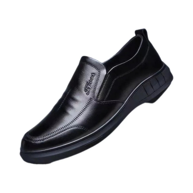 Classic Men's Leather Shoes New Black Soft Bottom Anti Slip and Breath Shoes Low-top Business Casual Loafers Formal Men's Shoes
