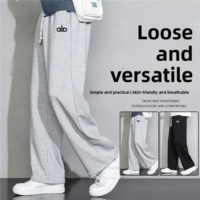 Spring Autumn Loose Wide Leg Thin Straight Leg Sweatpants Trendy Casual Sports Winter Grey Long Pants for Men And Children