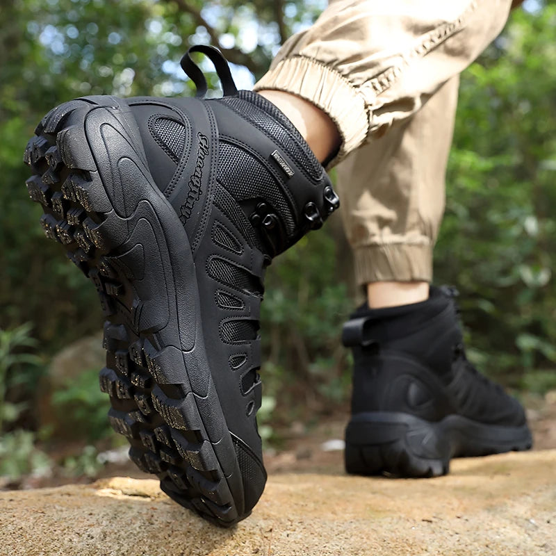 Men Boots 2025 New Platform Boots Outdoor Waterproof Casual Sneakers Working Men Ankle Boots Hiking Safety Shoes Mens Athletic