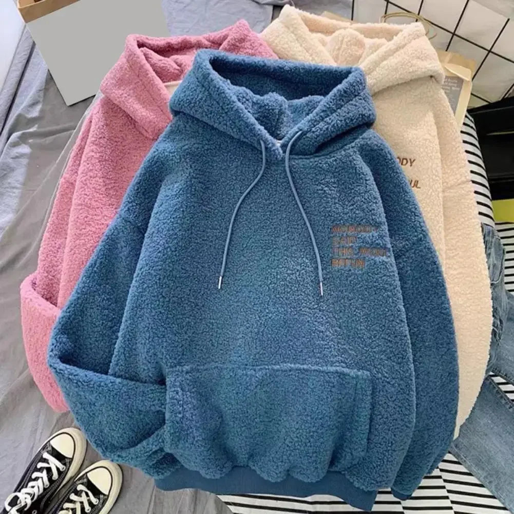 Autumn Winter Coat Pink Sweet Hooded Sorry Print Harajuku Loose Pocket Hoodies Womens Fleece Flannel Pullover Female Sweatshirt
