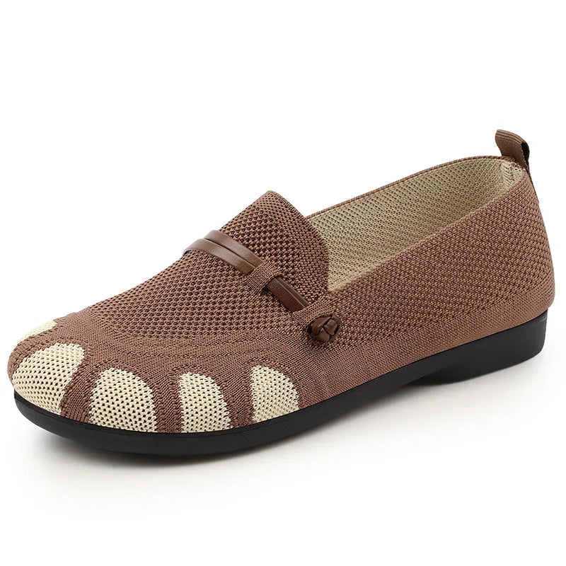 Women's shoes 2025 spring/summer new style shallow mouth flat bottom mother's shoes breathable mesh shoes comfortable loafers