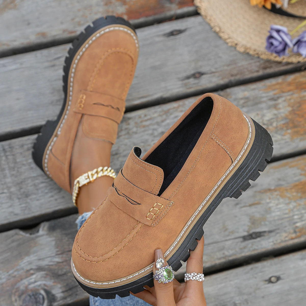 2025 New Women Loafers Comfortable Outdoor Sneakers Non-slip Thick Bottom Shoes Spring Autumn Flat  Shoes Women Zapatos De Mujer