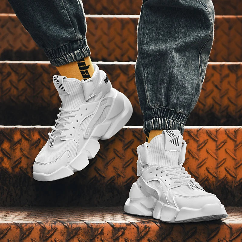 Shoes for Men New High-top Beige Men Sneakers Chunky Men Shoes Heighten Fashion Casual Plus Size Damping Tennis Shoes Zapatillas