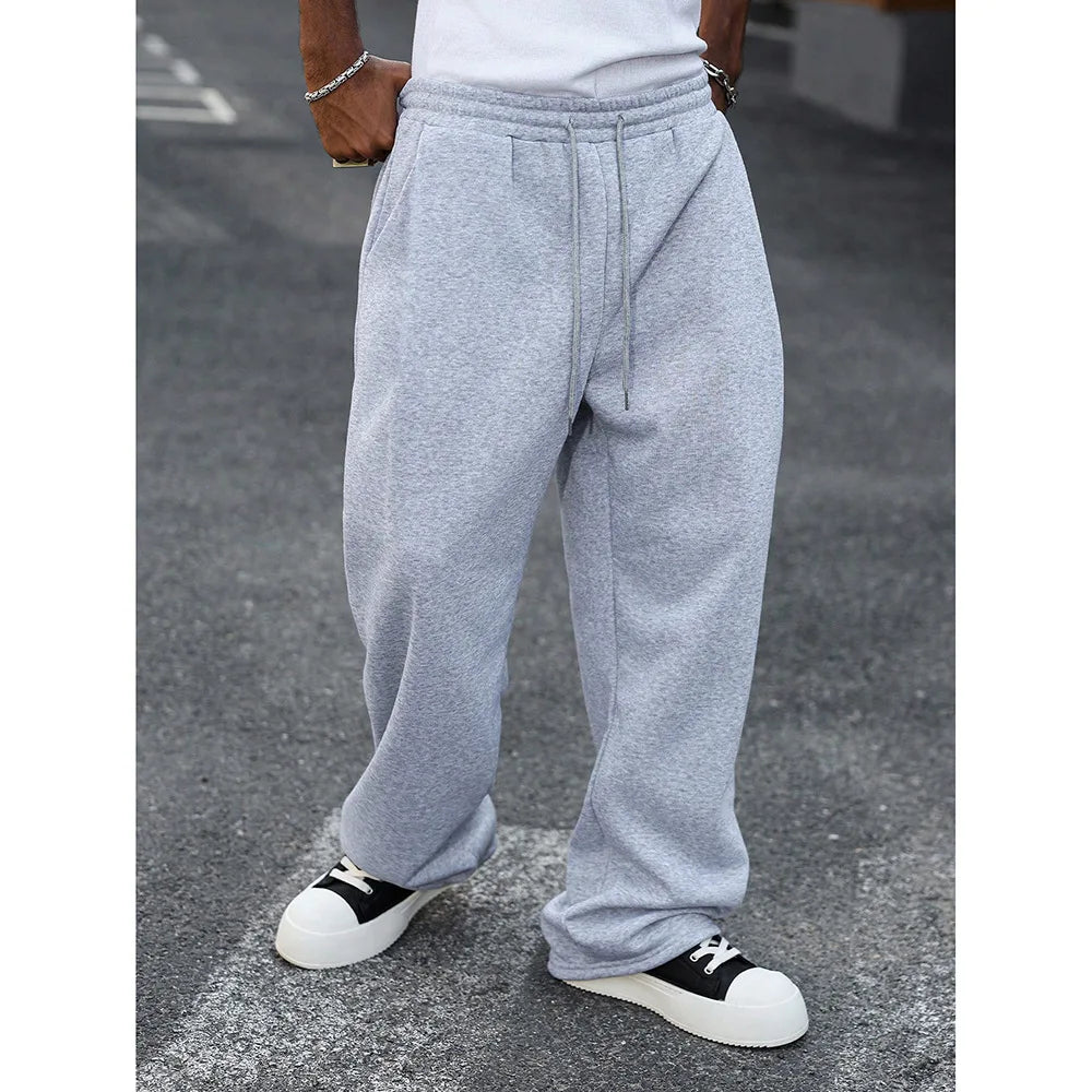 American Style Casual Pants Men Spring Autumn New Straight Leg Sport Sweatpants Drawstring Slim Wide Leg Long Pants