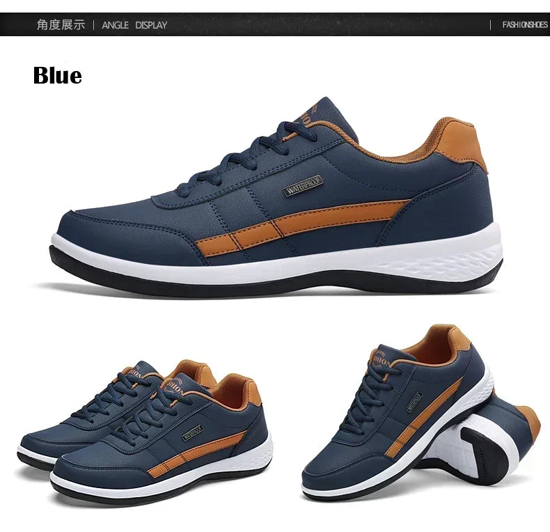 New Men Shoes Spring Autumn Waterproof Walking Sneakers Leisure Male Leather Sports Shoes Non-Slip Casual Shoes for Man