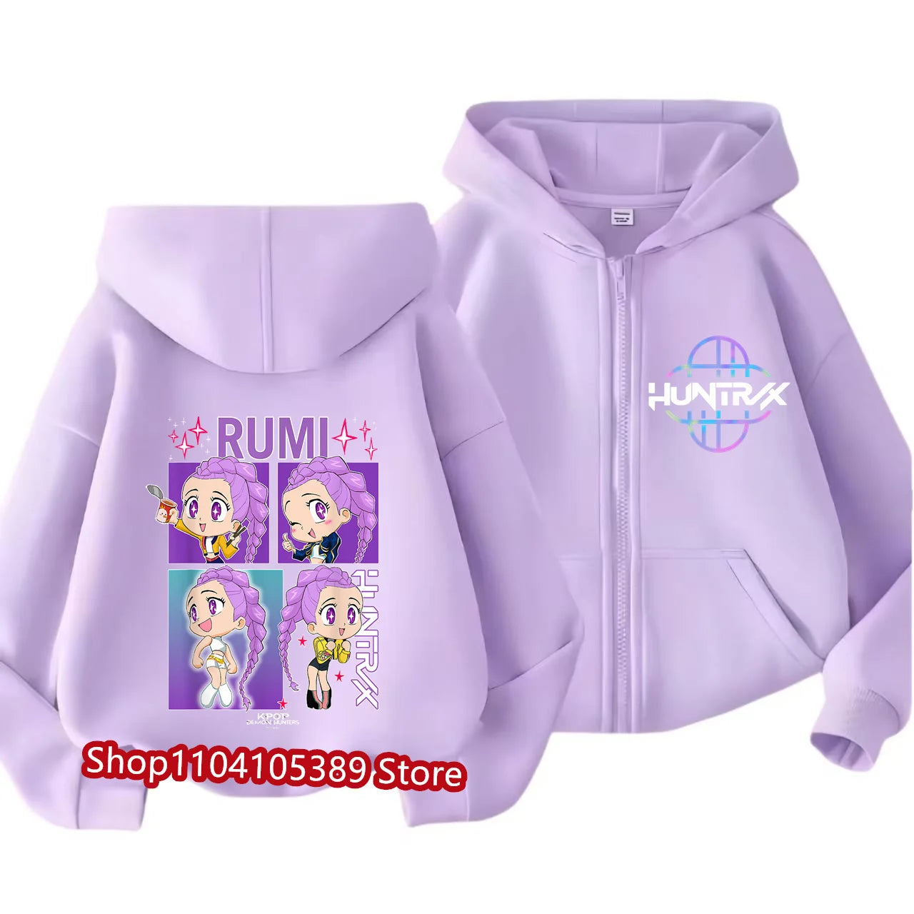 Kpop Demon Hunters Zipper Hoody Children Huntrix Rumi Zoey Cartoon Fashion Zip Sweatshirt Boy Girl Casual Tops Kids Clothes Gift