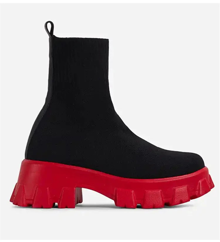 Women Boots Autumn Winter Boots Slip on Knitted Socks Shoes Women 2022 Platform Boots with Heels Botas De Mujer Female Botines