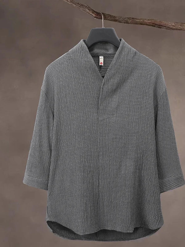 Summer Thin Ice Silk Casual Loose Sve T-irt Two-Piece Set for Young Men Comfortable Breathable Lightweight Long Pants