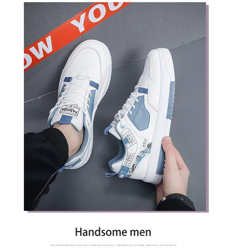 Men's shoes 2024 summer new breathable white shoes men's trendy and versatile thick soled sports board shoes trendy shoes