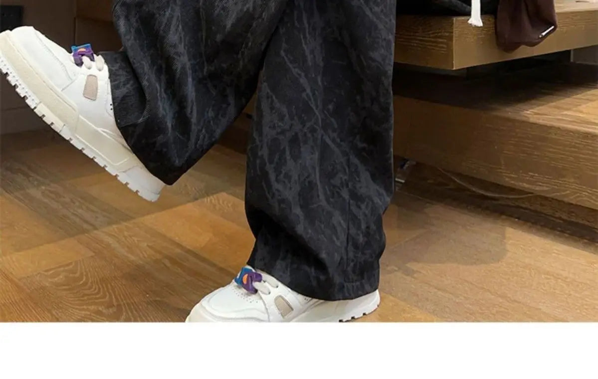 Corduroy Men's Pants Trendy Casual Spor Straight Leg Fce Lined Wide Leg Autumn Winter High Street Cool American Sle