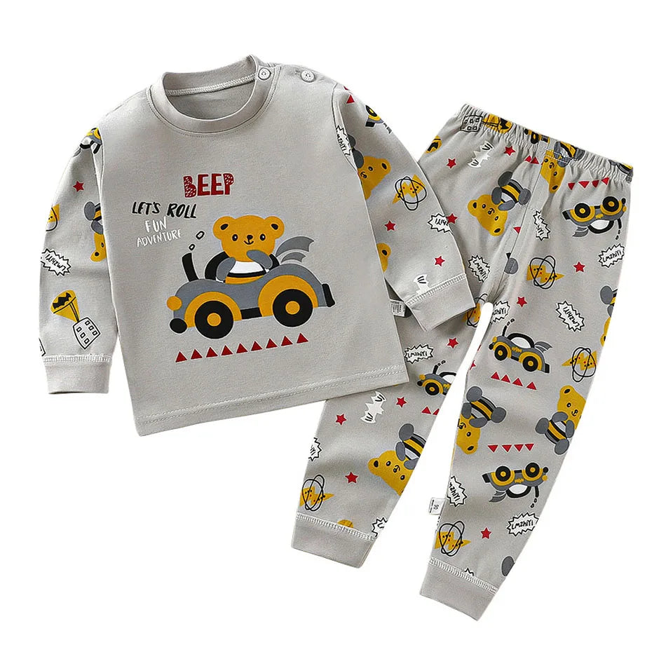 Cotton Kids Pajamas Set for Boys Girls Autumn and Winter Cartoon Sleeping Loungewear Children Night Sleepwear Home Wear Clothes