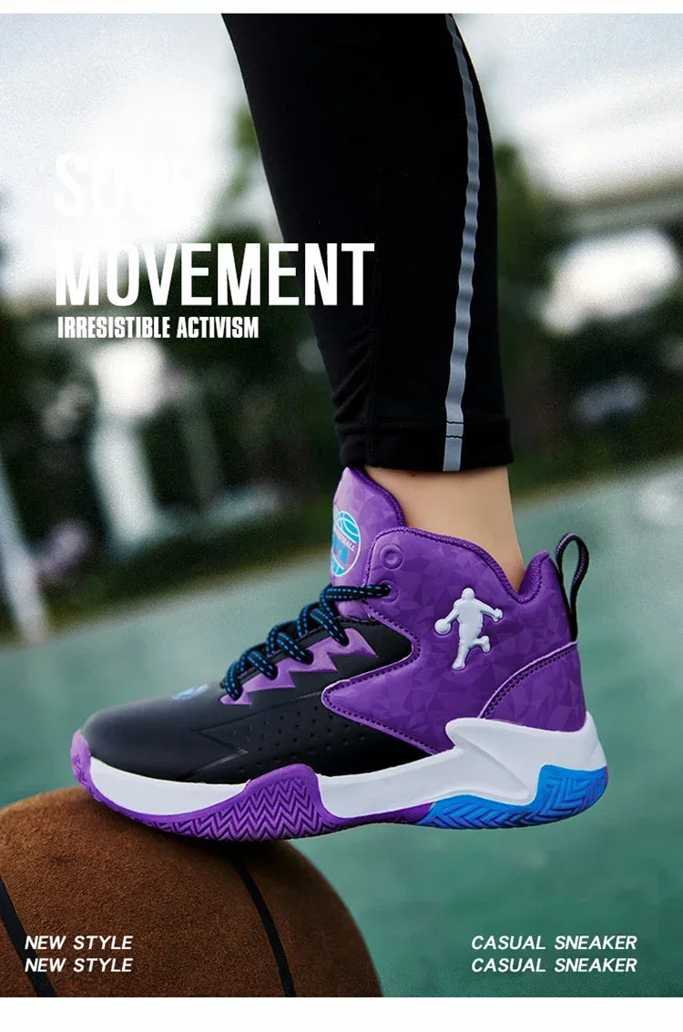 Boys Basketball Shoes High Quality Soft Top Thick Sole Non-slip Kids Sneakers Children Trainer Shoes Outdoor Boy Sport Basket