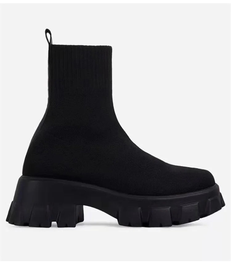 Women Boots Autumn Winter Boots Slip on Knitted Socks Shoes Women 2022 Platform Boots with Heels Botas De Mujer Female Botines