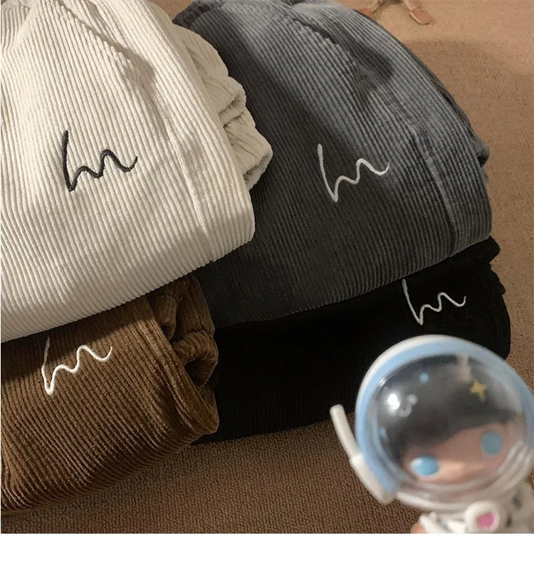 Corduroy Pants for Couples Autumn Winter Loose Fit High Waist Casual Loose Trousers Sports Pants Men Women Trendy Embroidery