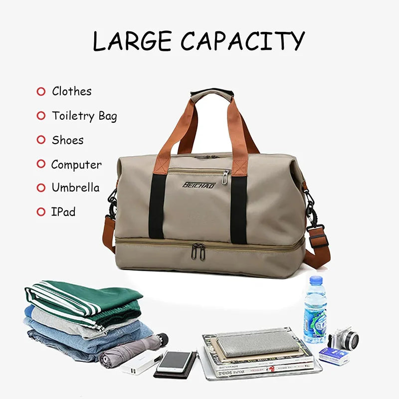 Weekend Sports Bags for Women with Shoe Compartment Travel Shoulder Bag Carry On Personal Item Handbags Gym Bag
