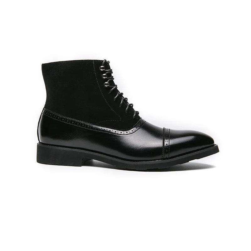 British Style Handsome Trendy Work Boots for Men's Motorcycle Boots Thick Soled Wear-resistant Men's Business Boots Pointed