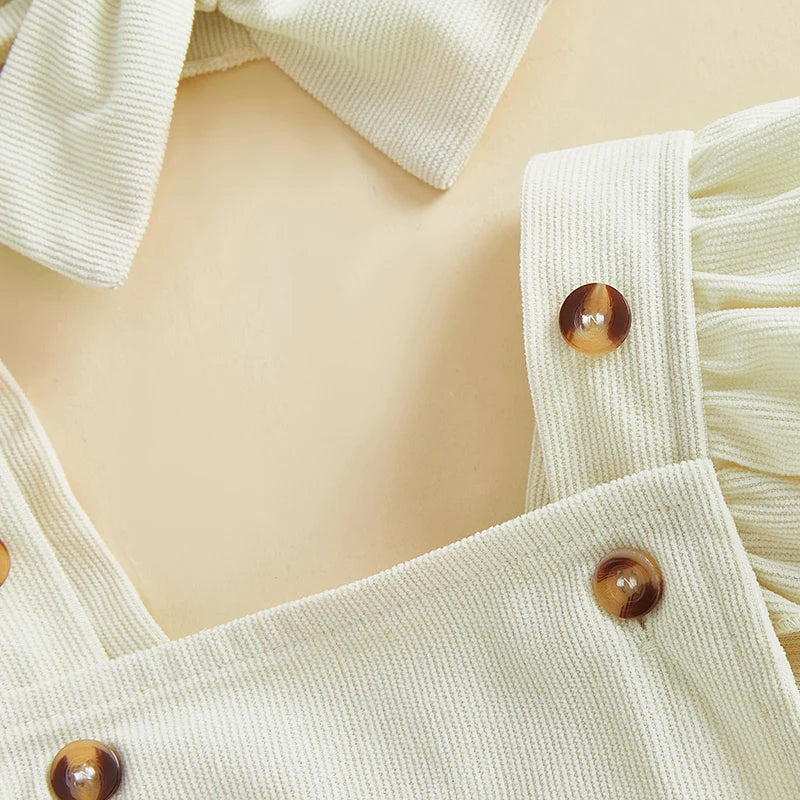 Toddler Baby Girl Birthday Outfits Sleeveless Square Neck Bow Embroidery Romper with Headband Set Newborn Clothes